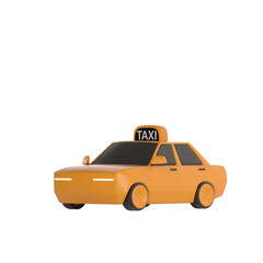 Wall Mural - 3d lowpoly orange taxi icon object