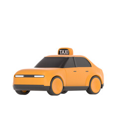 3d lowpoly orange taxi icon object