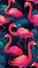 Sticker - Flamingo pattern backgrounds animal bird.