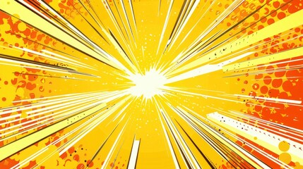 Poster - Dynamic yellow and orange starburst background with halftone, creating a bold comic-style visual.