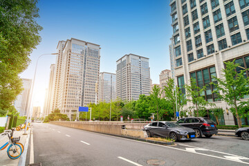 Wall Mural - The skyscrapers in the financial district, Wuhan, Hubei, China.