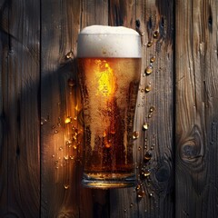 traditional beer in wooden background