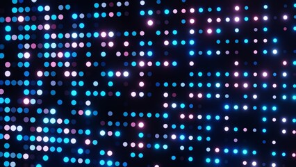 Poster - Abstract Glowing Dot Pattern with Blue and Pink Lights on Dark Background