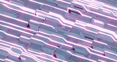 Poster - Abstract 3D Circuit Board Design with Pink Neon Highlights