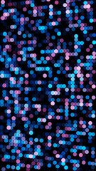 Poster - Abstract Glowing Dot Pattern with Blue and Pink Lights on Dark Background