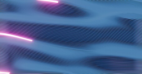 Poster - Abstract Wavy Line Pattern with Pink Neon Highlights..