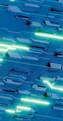Poster - Abstract 3D Circuit Board Design with Pink Neon Highlights