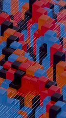 Poster - Floating Multicolored Transparent and Opaque Cubes on Black Background..