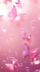 Canvas Print - Pink butterflies outdoors blossom flower.