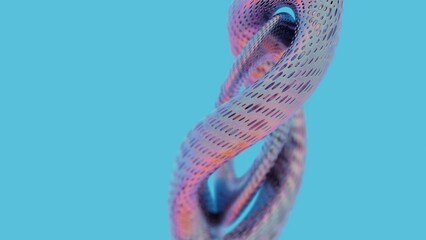 Poster - Abstract Twisted Perforated Tubes with Gradient Colors on Blue Background..