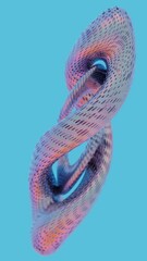 Poster - Abstract Twisted Perforated Tubes with Gradient Colors on Blue Background..