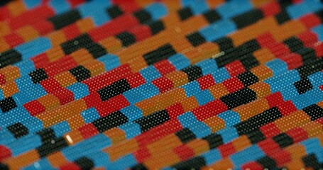 Poster - Floating Multicolored Transparent and Opaque Cubes on Black Background..