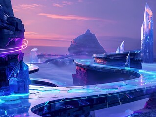 Poster - Futuristic Crystal Cityscape