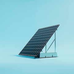 Sticker - Clean, renewable solar panel set against a blue, minimalistic background, symbolizing sustainable living with ample copy space.