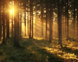 Poster - Golden Light Forest