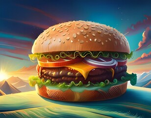 fast sandwich meat burger food fat fast hamburger snack food beef. Generative AI. 