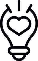 Poster - simple icon of a light bulb is being illuminated by a heart representing a love for creative and inn