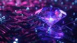 © Tunsale - Flat lay view of purple diamond edges. Digital light does not buy with background