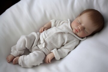 Sticker - Newborn baby sleeping portrait blanket bed.