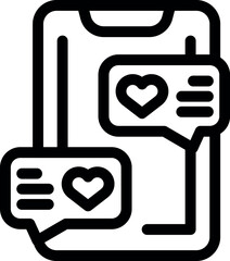 Poster - Simple icon of love messages with hearts being exchanged on a smartphone screen