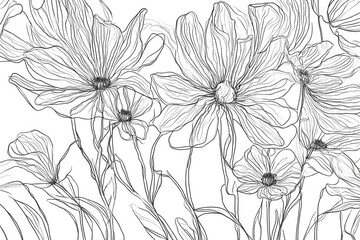 Canvas Print - continuous line drawing of beautiful flower.