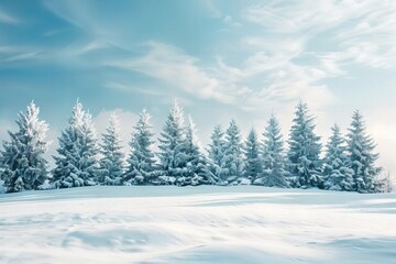 Canvas Print - a snow covered field with trees in the background