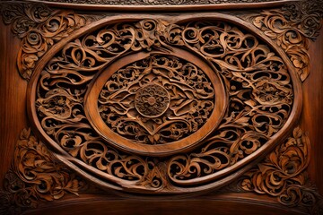 Canvas Print - Antique wooden table with beautiful carving on the white background