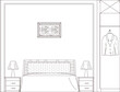 © achmad - Sketch illustration silhouette vector detailed drawing architectural engineering design bedroom interior with modern furniture