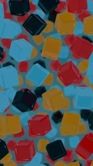 Poster - Floating Multicolored Transparent and Opaque Cubes on Black Background

