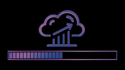 Poster - Abstract Cloud Computing Icon with Progress Bar on Black Background

