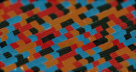 Poster - Floating Multicolored Transparent and Opaque Cubes on Black Background
