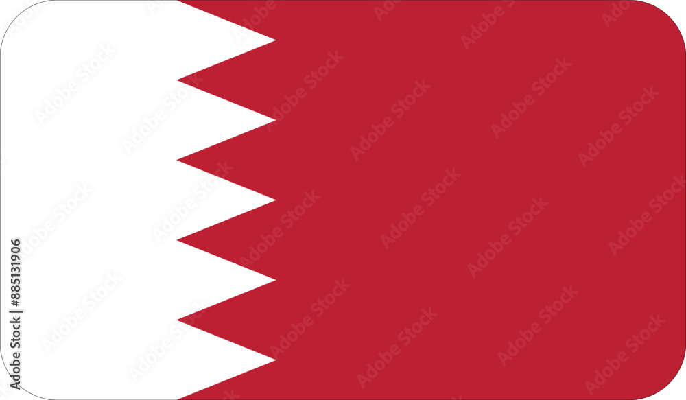 Flag of the Kingdom of Bahrain with rounded edges. National symbol of ...