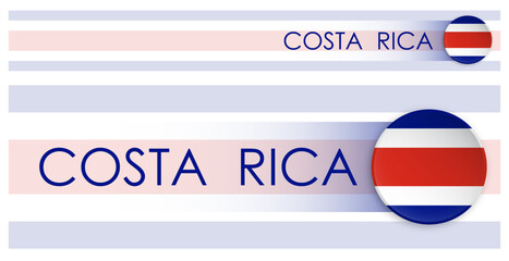 Wall Mural - Costa Rica flag horizontal web banner in modern neomorphism style. Webpage Costa Rica country header button for mobile application or internet site. Vector