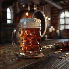 traditional beer in wooden background