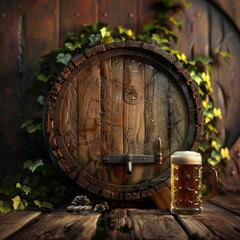 traditional beer in wooden background