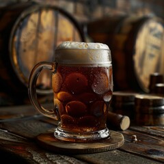 traditional beer in wooden background