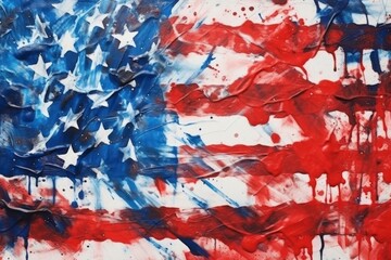 Sticker - 4th of July art abstract flag.