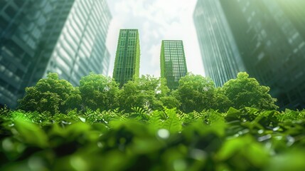 Aufkleber - Developing a sustainable environmental friendly business strategy and reducing emissions globally to net zero carbon neutrality. Generative AI.