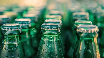 Beer bottles of green glass