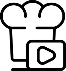 Poster - Chef hat is displayed with a video play button, conceptualizing online cooking tutorials