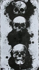 Wall Mural - Silkscreen on paper of a skulls photography portrait person.