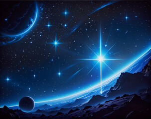 Wall Mural - Unknown planet and stars.