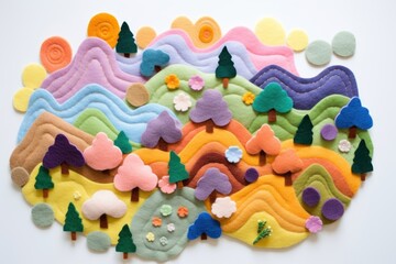 Poster - Photo of felt hills confectionery dessert pattern.