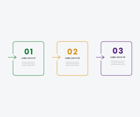 Poster - Business infographic thin line process with square template design with icons and 3 options or steps. 