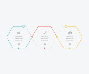 Poster - Business infographics. Infographics with 3 steps or options. A thin linear infographic with a diamond-shaped template for a presentation or website. Timeline of processes 