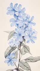 Sticker - Vintage drawing Cape Plumbago flower sketch blossom.