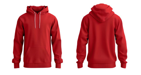 Hoodie front and back template illustration, isolated on a transparent background.