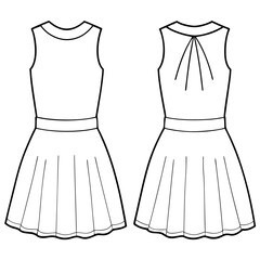 Sticker - Drop Waist Dress for girl front and back view 