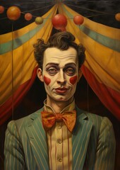 Poster - A one circus freak character painting art portrait.