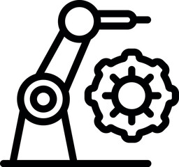Poster - Robotic arm holding a gear, representing automation, innovation and industrial manufacturing processes